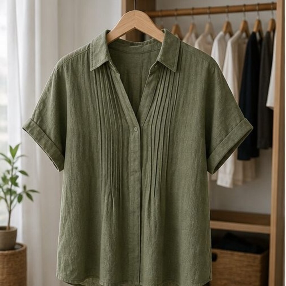 Camel Pleated Blouse